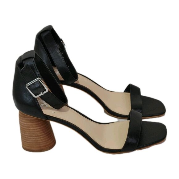 Vince Camuto Mejorla Black Leather Upper Ankle Strap Sandals Women's Sz 10 - Picture 1 of 12